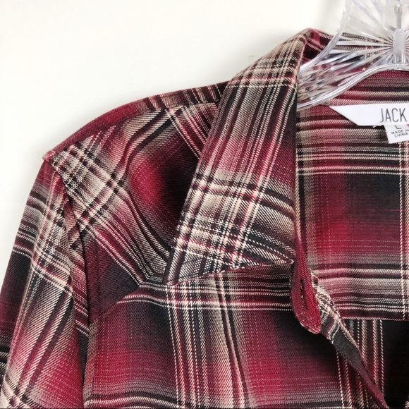 Jack Maroon Brown Plaid Shirt Dress Tunic Large - Picture 2 of 7